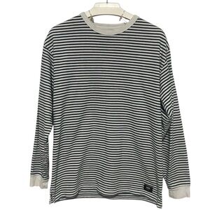 Vans Green and White Striped Long Sleeve Shirt